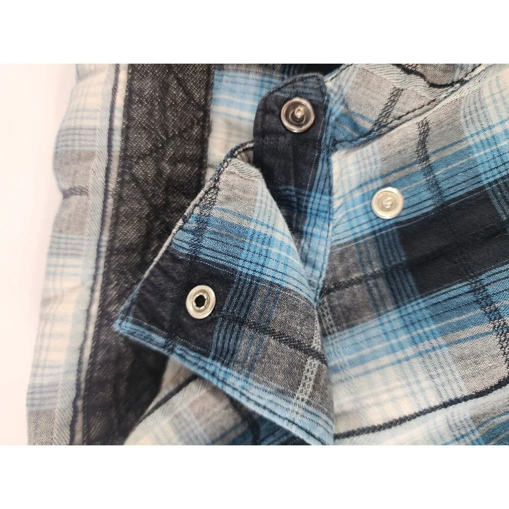 HARLEY-DAVIDSON MEN'S 2XL SNAP UP PLAID SHORT SLEEVE SHIRT BLUE/BLACK